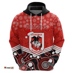 custom dragons rugby christmas hoodie merry xmas mix aboriginal art