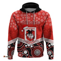 custom dragons rugby christmas hoodie merry xmas mix aboriginal art