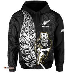 new zealand silver fern rugby hoodie all black maori version black