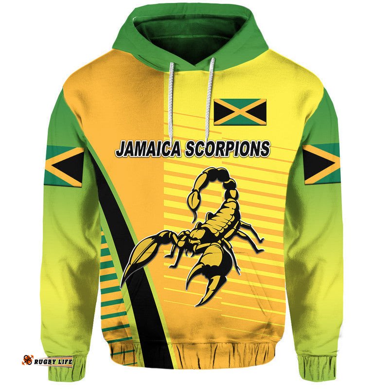 custom personalised jamaica cricket scorpions zip up and pullover hoodie simple style yellow