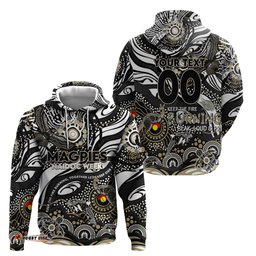 custom naidoc week 2024 magpies hoodie aboriginal animals keep the fire burning