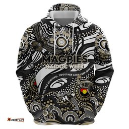custom naidoc week 2024 magpies hoodie aboriginal animals keep the fire burning
