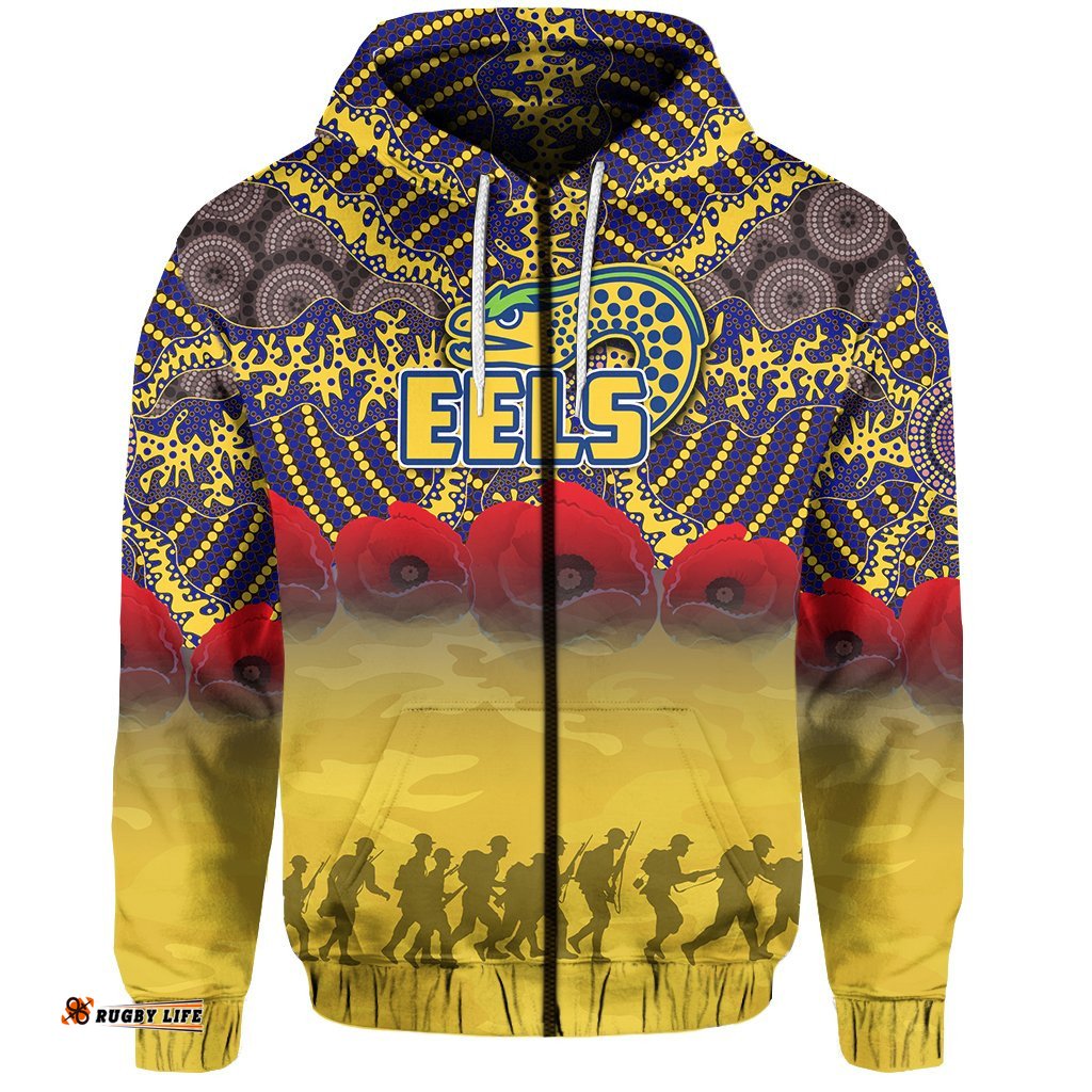 parramatta eels zip hoodie aboriginal anzac day