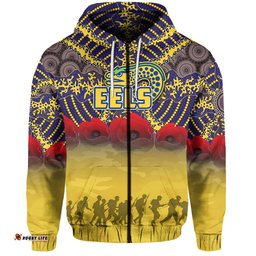 parramatta eels zip hoodie aboriginal anzac day