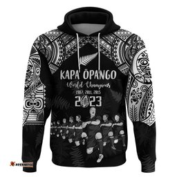 custom nz rugby hoodie kapa opango maori haka with years of the all black champions