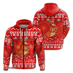 australia christmas kangaroo family aboriginal art hoodie
