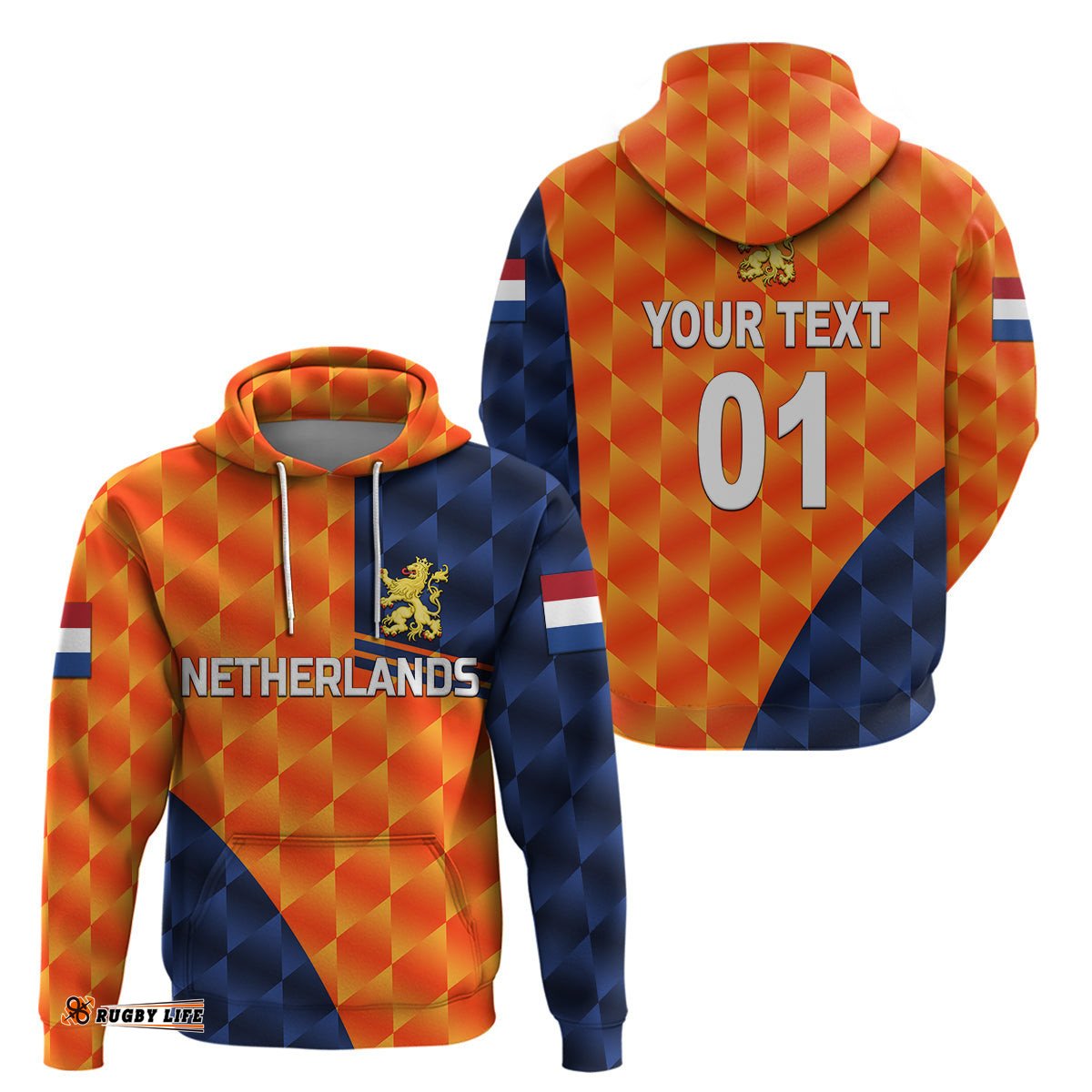 custom personalised netherlands cricket dutch lion hoodie pride version orange