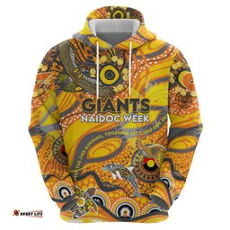 custom naidoc week 2024 giants hoodie aboriginal animals keep the fire burning