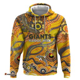 custom naidoc week 2024 giants hoodie aboriginal animals keep the fire burning
