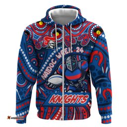 custom australia naidoc week 2024 hoodie newcastle knights mascot keep the fire burning