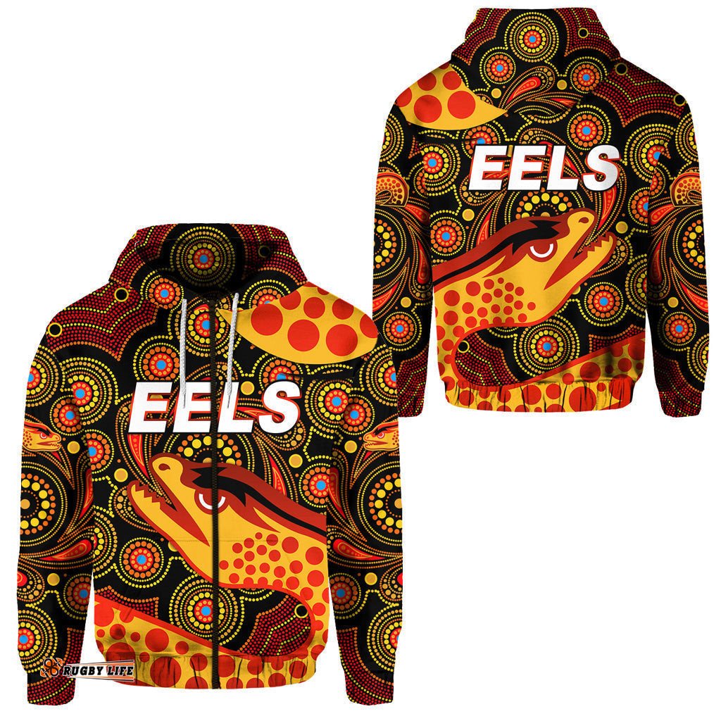 parramatta eels zip hoodie indigenous vibes black