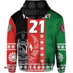custom text and number afghanistan mens cricket team afghan traditional pattern zip up and pullover hoodie