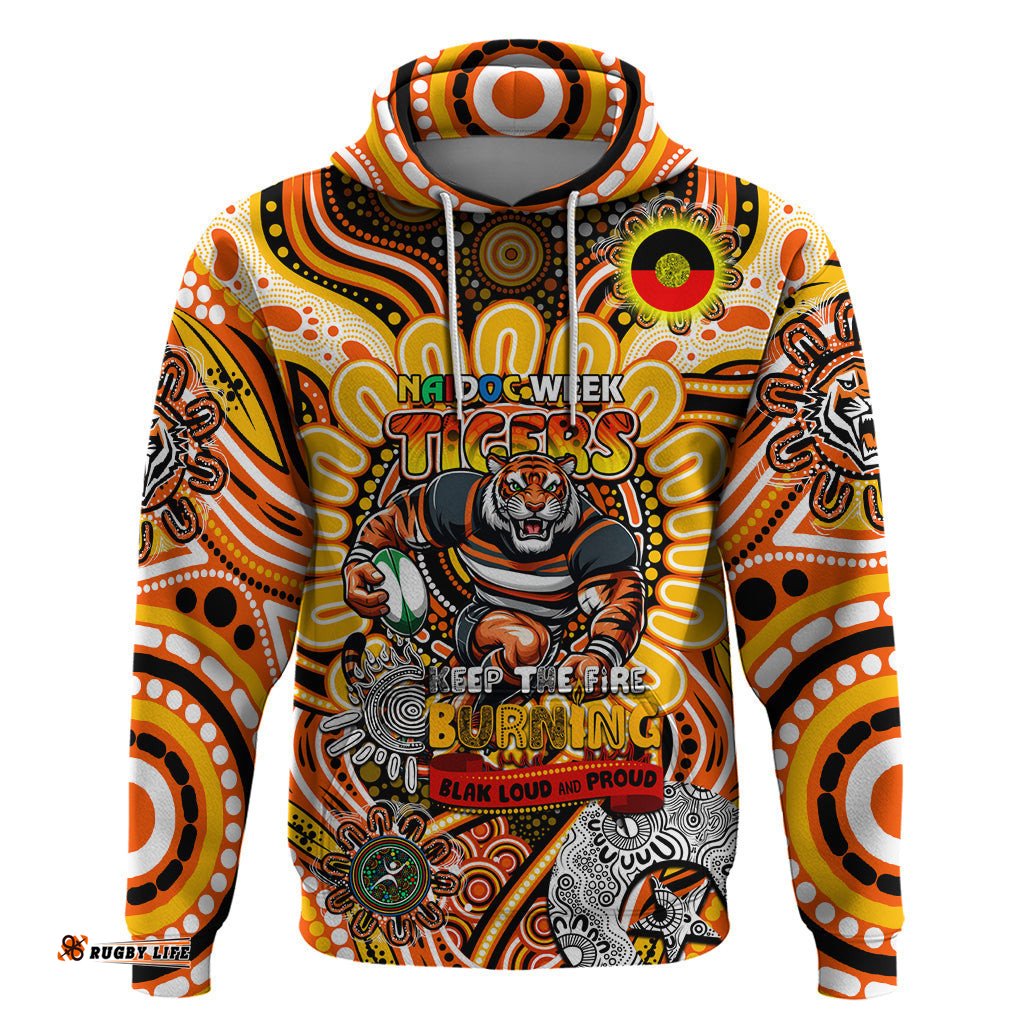custom naidoc week 2024 tigers hoodie mascot rugby