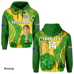 custom text and number australia soccer hoodie socceroos aboriginal wc