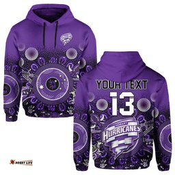 custom text and number hobart hurricanes hoodie cricket aboriginal