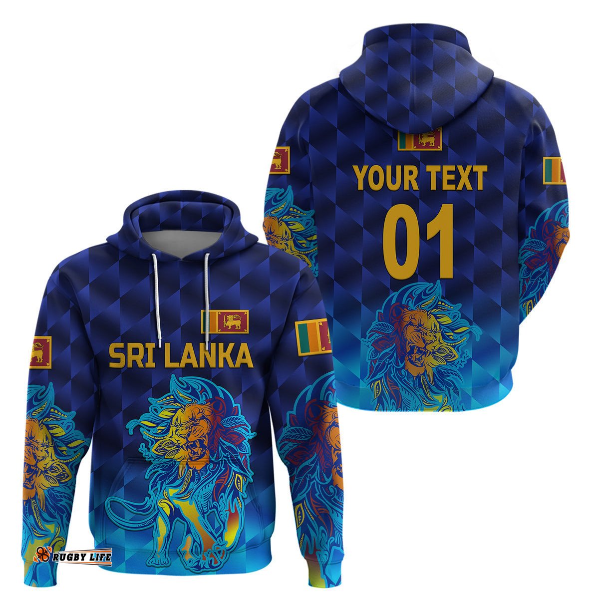 custom personalised sri lanka cricket hoodie the lions pride version blue