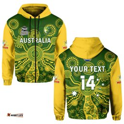 custom text and number australia cricket hoodie aussie mens t20 world cup ver02