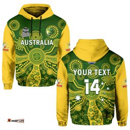 custom text and number australia cricket hoodie aussie mens t20 world cup ver02
