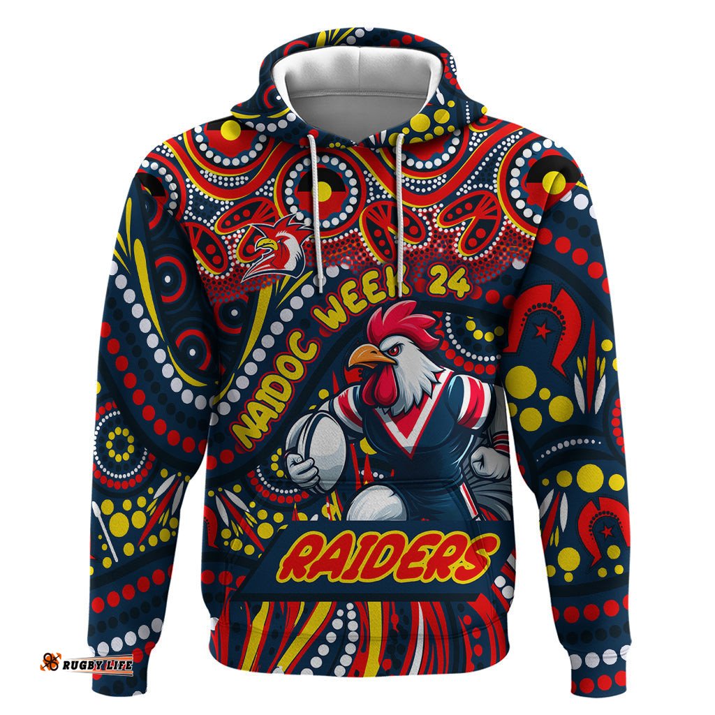 custom australia naidoc week 2024 hoodie sydney roosters mascot keep the fire burning