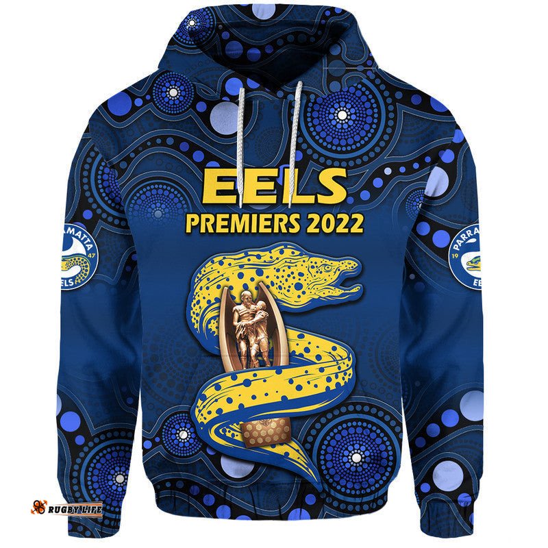 parramatta eels rugby premiers zip up and pullover hoodie eels champion aboriginal dot blue style