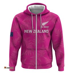 custom new zealand silver fern rugby hoodie go aotearoa pink version