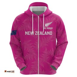 custom new zealand silver fern rugby hoodie go aotearoa pink version