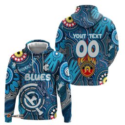 personalised naidoc week 2024 carlton blues hoodie australian aboriginal hand painting