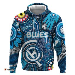 personalised naidoc week 2024 carlton blues hoodie australian aboriginal hand painting