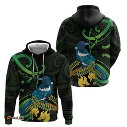 new zealand tui bird hoodie aotearoa maori with kowhai flowers
