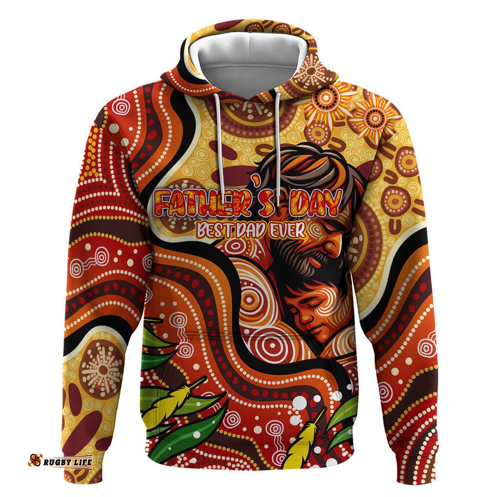 custom fathers day australia hoodie best dad ever aboriginal art