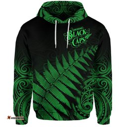 custom personalised new zealand kiwis cricket team zip up and pullover hoodie black caps silver fern mixed maori pattern version green