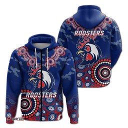 roosters rugby anzac day camouflage indigenous art hoodie