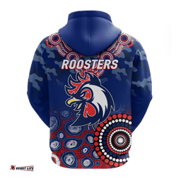 roosters rugby anzac day camouflage indigenous art hoodie