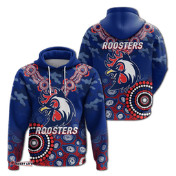 roosters rugby anzac day camouflage indigenous art hoodie