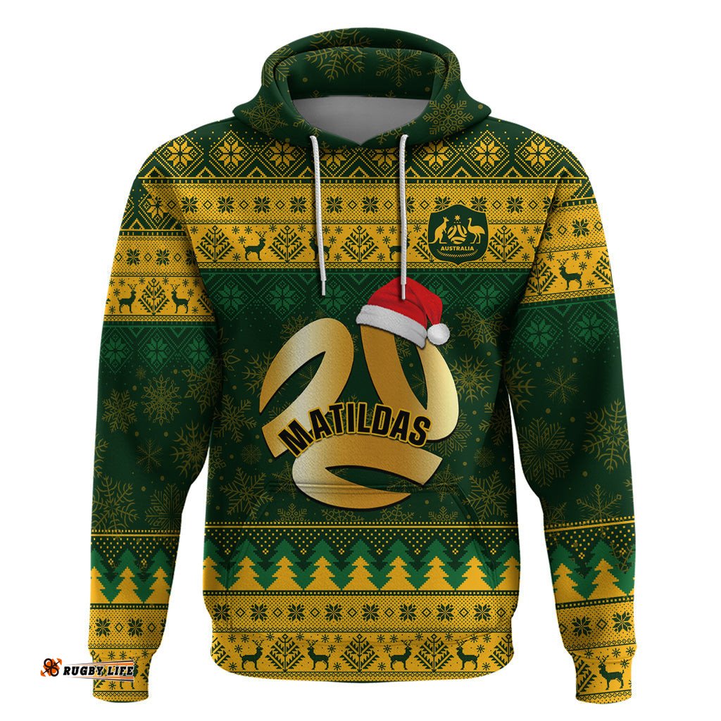 personalised australia matildas christmas hoodie merry xmas national color