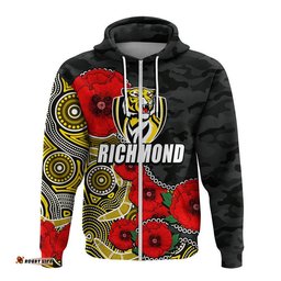custom personalised anzac day afl richmond army mix aboriginal hoodie 08