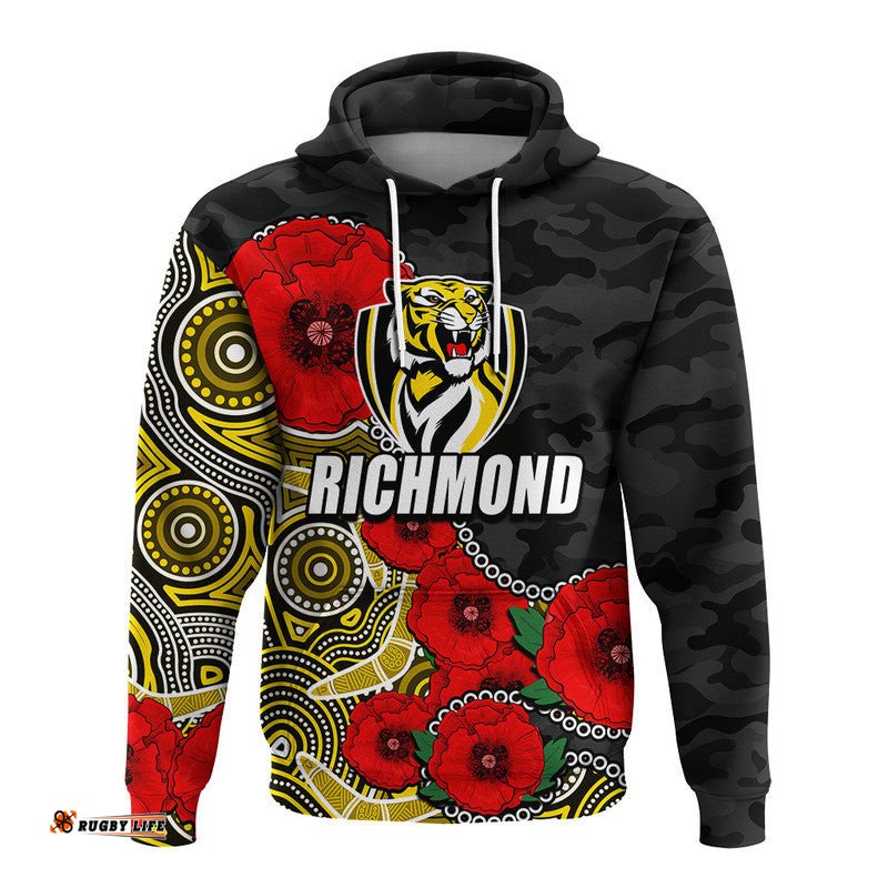 custom personalised anzac day afl richmond army mix aboriginal hoodie 08