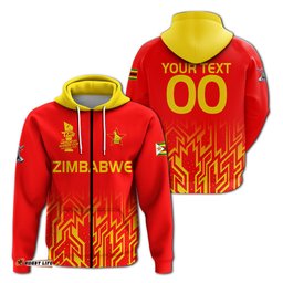 custom personalised zimbabwe cricket the chevrons t20 world cup mens hoodie