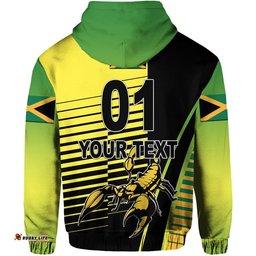custom personalised jamaica cricket scorpions zip up and pullover hoodie simple style black