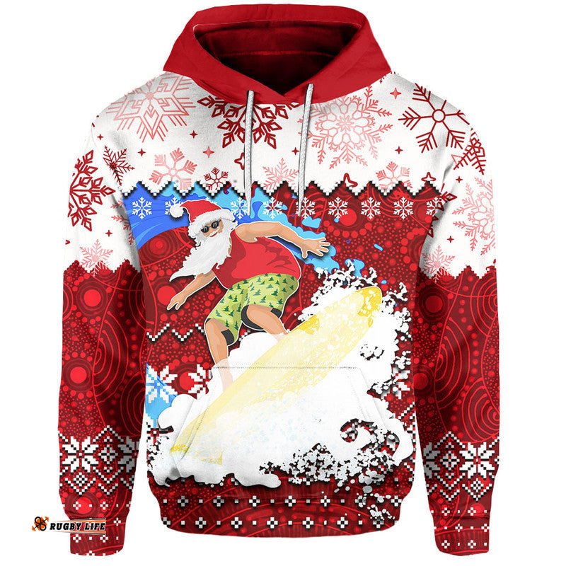 aboriginal christmas santa claus surfing hoodie red style