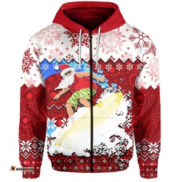 aboriginal christmas santa claus surfing hoodie red style