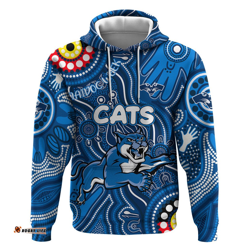 personalised naidoc week 2024 geelong cats hoodie australian aboriginal hand painting
