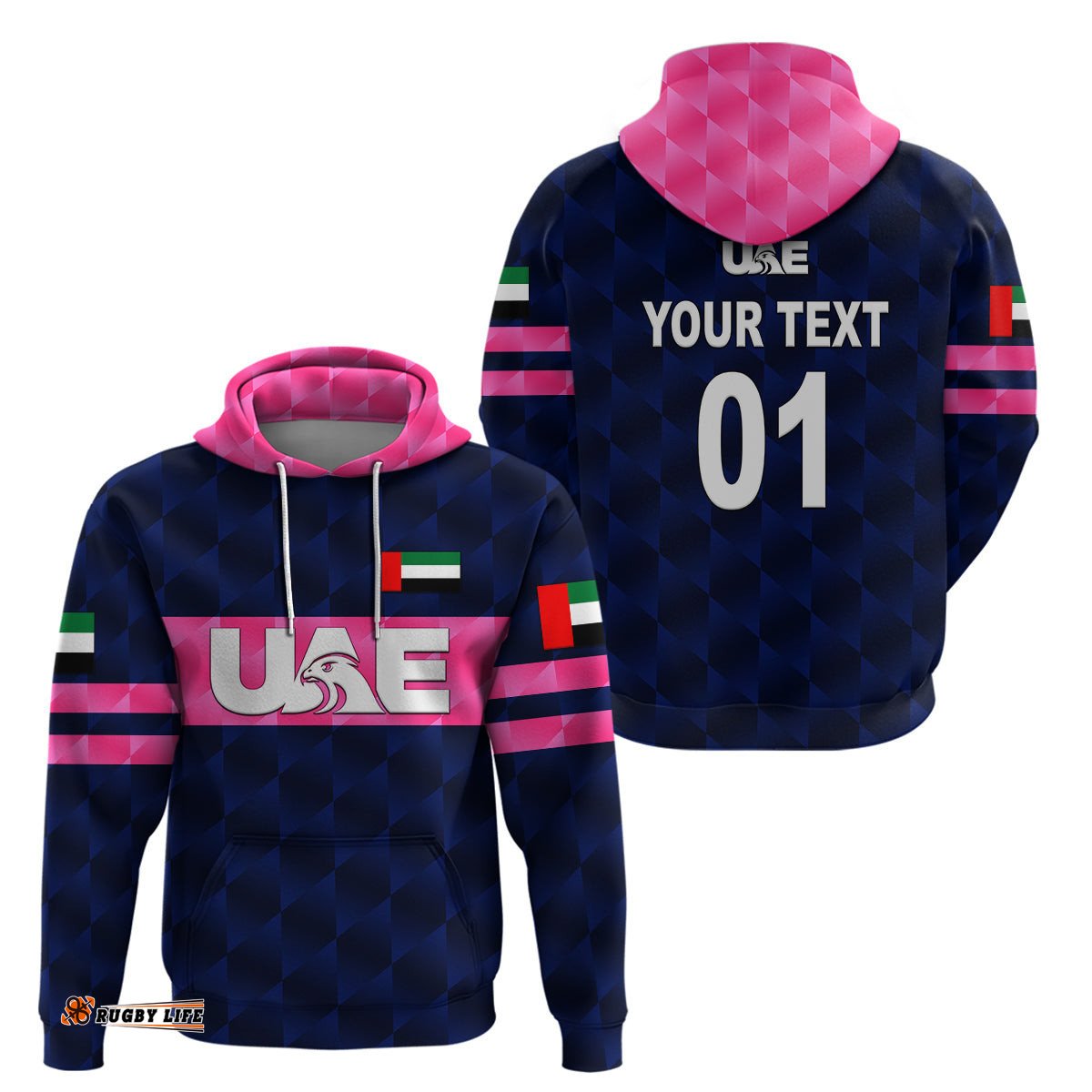 custom personalised united arab emirates uae cricket hoodie falcon unique navy