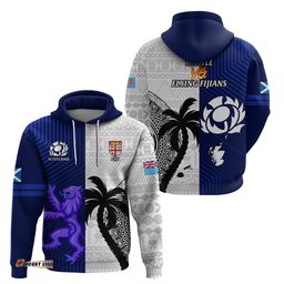 fiji and scotland rugby hoodie fijian tapa pattern with thistle