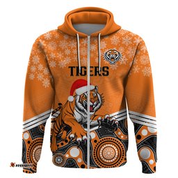 custom tigers rugby christmas hoodie merry xmas mix aboriginal art