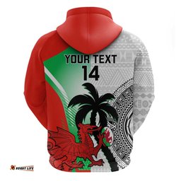 custom fiji and wales rugby hoodie fijian tapa welsh mascots dynamic version