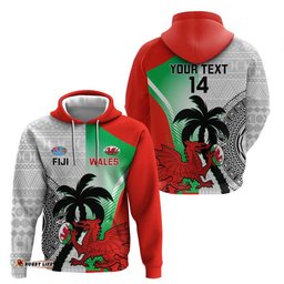 custom fiji and wales rugby hoodie fijian tapa welsh mascots dynamic version