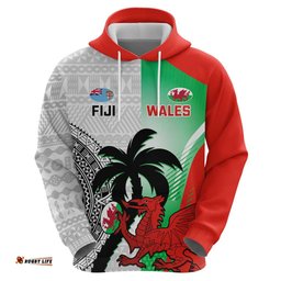 custom fiji and wales rugby hoodie fijian tapa welsh mascots dynamic version