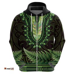 lime green african dashiki with aotearoa maori hoodie paua shell mix silver fern