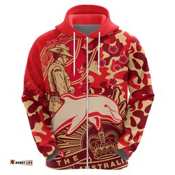 custom text and number nrl anzac dolphins hoodie camouflage